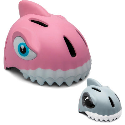 fahrrad helm 2 jahre Crazy Safety Helm Haifisch rosa und grau für Kinder ab 2 Jahren