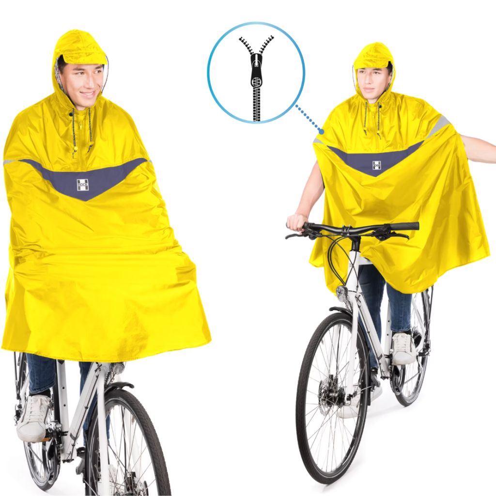 regenponcho fahrrad xxl Hock Super Praktiko Wasserdichter Radfahrer Poncho Gelb mit Kapuze