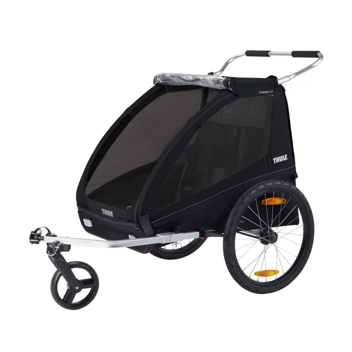 thule fahrradanhänger regenschutz montieren Coaster XT Chariot Fahrradanhänger 2 Kinder