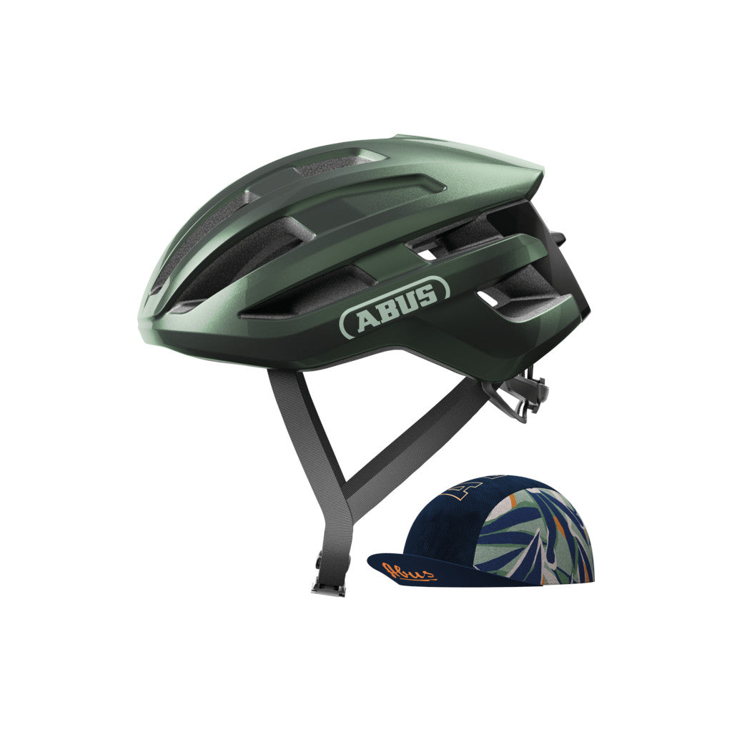 fahrradhelm mit kappe ABUS PowerDome Ace Rennrad- und Kieshelm mit Schirmmütze