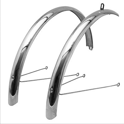 Garde boue avant et arrière pour vélos 28 pouces style rétro argent