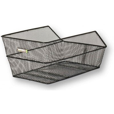 Panier Vélo Arrière Basil Cento Flower Schulta 31,5x21,5x17 Cm - Métal Noir à Mailles Serrées