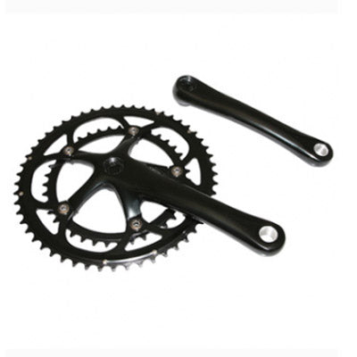 Pédalier double de vélo route 9/10 vitesses 39/53 dents coloris noir