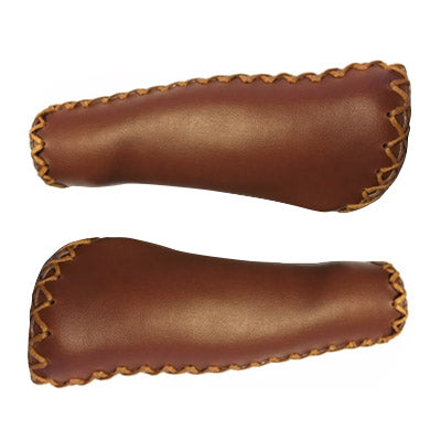 Poignées de guidon de vélo en PU cousues à la main avec prise (marron Poignées de guidon de vélo en PU cousues à la main avec prise (marron