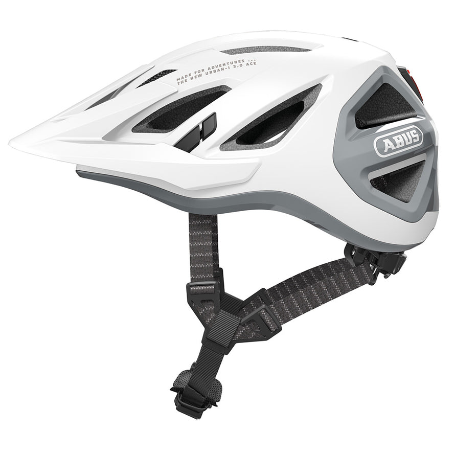 ABUS Urban-I 3.0 ACE cityhelm - sportieve fietshelm met LED-achterlicht, verlengd scherm en magneetsluiting - voor mannen en vrouwen - wit, maat L ABUS Urban-I 3.0 ACE cityhelm - sportieve fietshelm met LED-achterlicht, verlengd scherm en magneetsluiting - voor mannen en vrouwen - wit, maat L