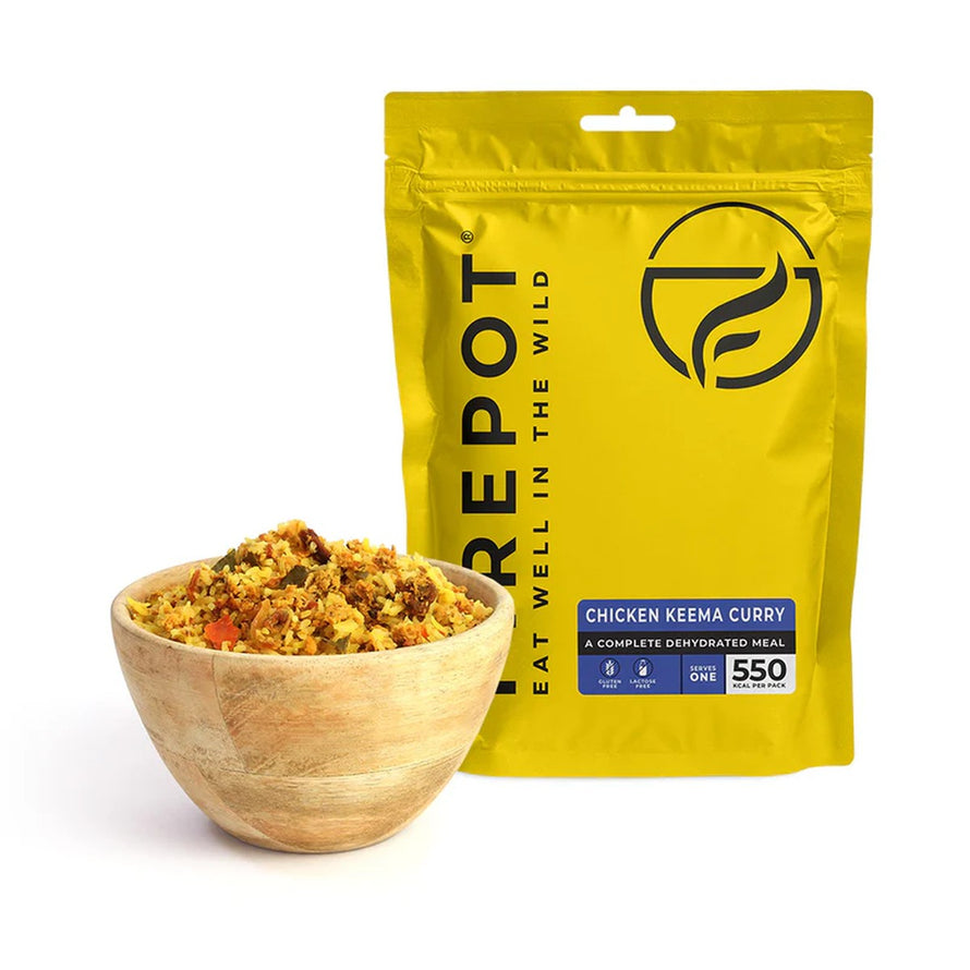 Repas lyophilisé Firepot curry poulet keema sans gluten de la marque 18 pour aventure outdoor