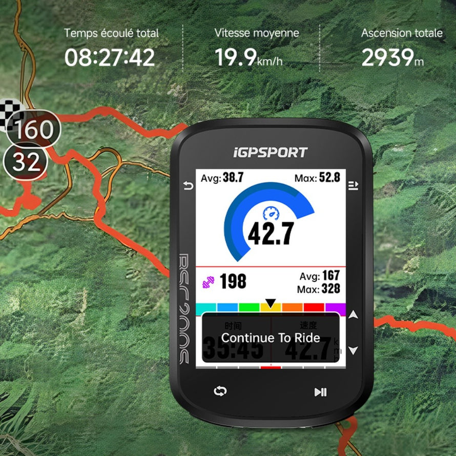 Compteur GPS vélo 222 IGPSPORT BSC200S affichage précis des données de vitesse et distance pour cyclistes exigeants
