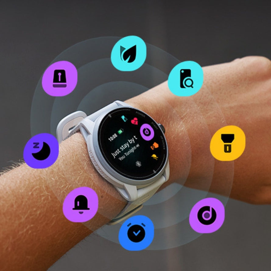 Montre GPS 222 iGPSPORT VeRUN blanche avec fonctions connectees et suivi dactivites sportives en temps reel