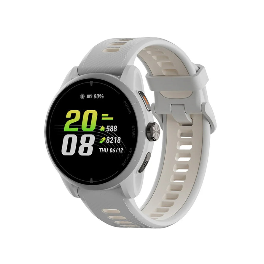 Montre GPS 222 iGPSPORT VeRUN blanche profil dynamique avec affichage numérique et suivi sportif avancé