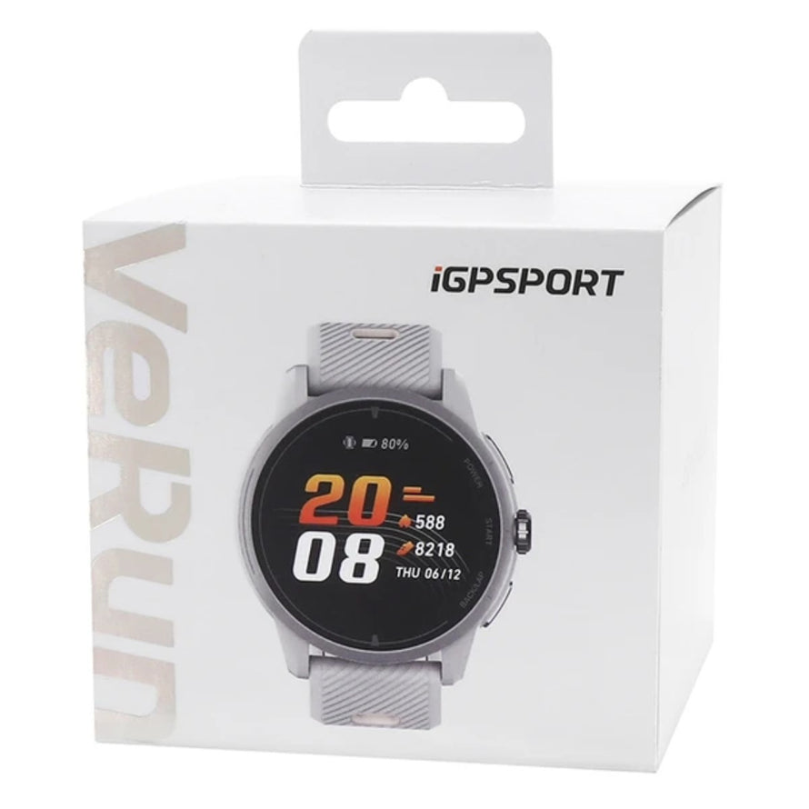 Boite de la montre GPS 222 iGPSPORT VeRUN gris clair avec affichage digital et suivi des activités sportives
