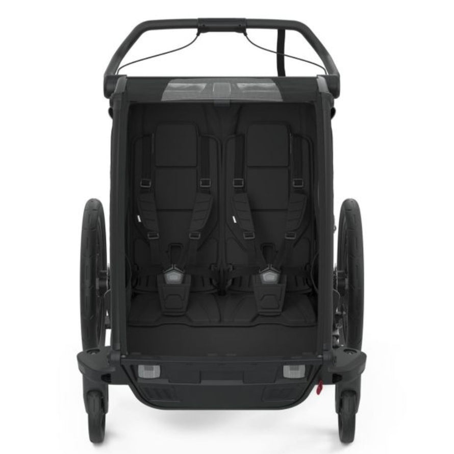 Thule remorque vélo chariot sport pour 2 enfants vue de face intérieure