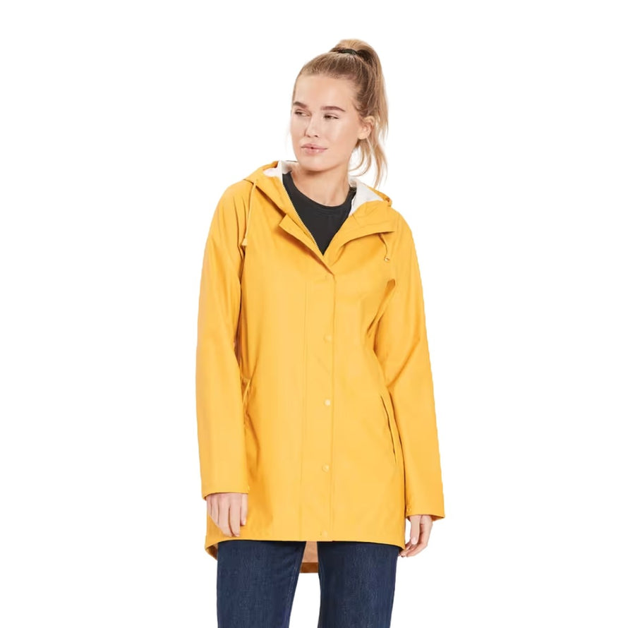 Veste de pluie longue jaune Weather Report Petra de la marque 66, imperméable et confortable pour femmes cyclistes