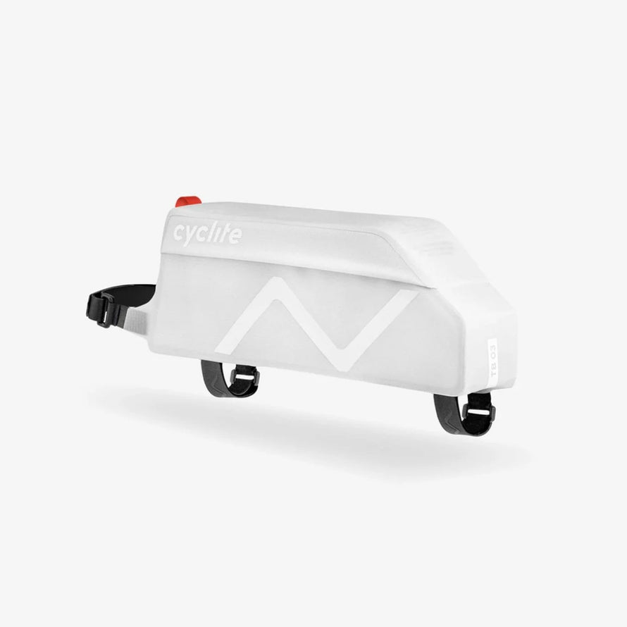 Sacoche Cyclite Top Tube 03 de 77, sacoche vélo blanche avec fixation rapide sur cadre, idéale pour sorties urbaines