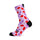 Chaussettes cyclisme Sox 777 motif cerises rouges sur fond rose pour cyclistes audacieux