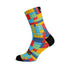 Chaussettes cyclisme Sox 777 avec motifs briques colorées pour cyclistes créatifs et dynamiques