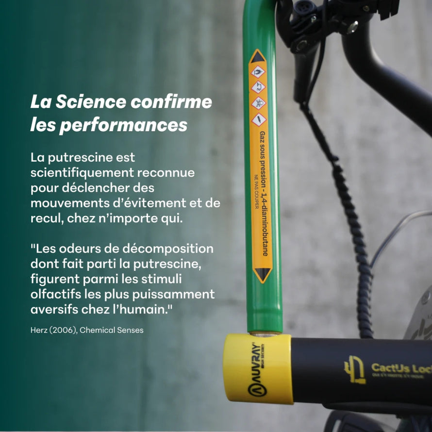 Antivol U vélo homologué avec gaz odorant Cactus Lock