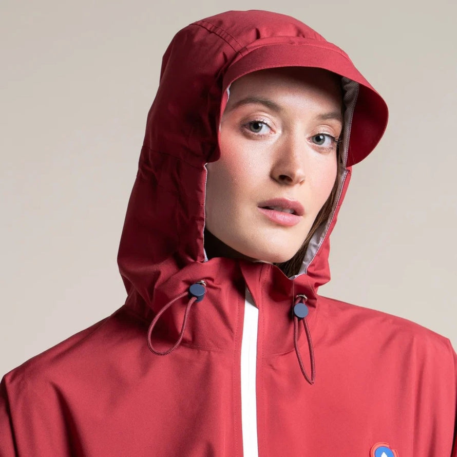 Cape de pluie vélo unisexe 998 Flotte Liberté rouge avec capuche réglable imperméable