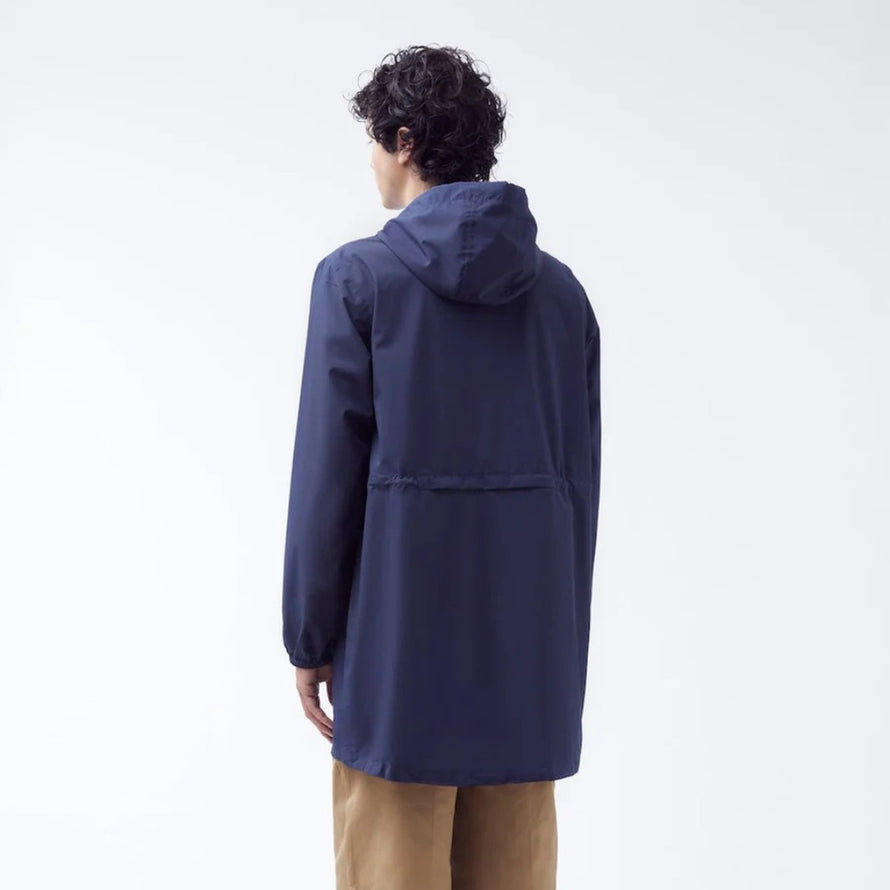 Imperméable long vélo mixte 998 Amelot Flotte couleur navy avec capuche et zip blanc pour pluie