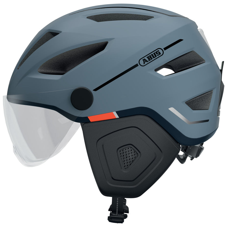 abus pedelec 2.0 ace visier fahrradhelm ABUS Pedelec 2.0 Ace Grauer Helm mit Rücklicht für Citybike