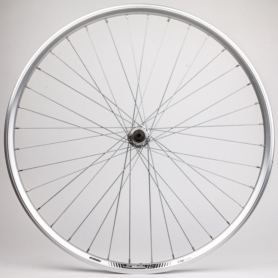 Roue Avant 28 Pouces VTC – Jante ALU Double Paroi Noire, Frein Patin + Disque, Moyeu ALU Blocage Rapide 622x19