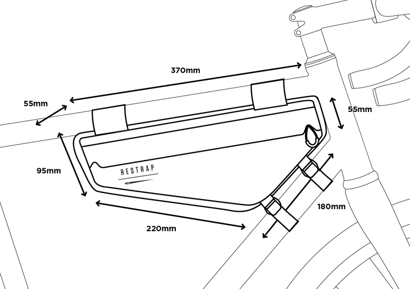 Détail des mesures e la sacoche Race Frame Small.