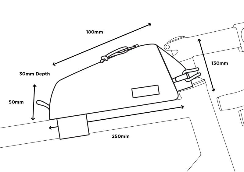 Mesures de la sacoche Top Tube Bag Restrap.