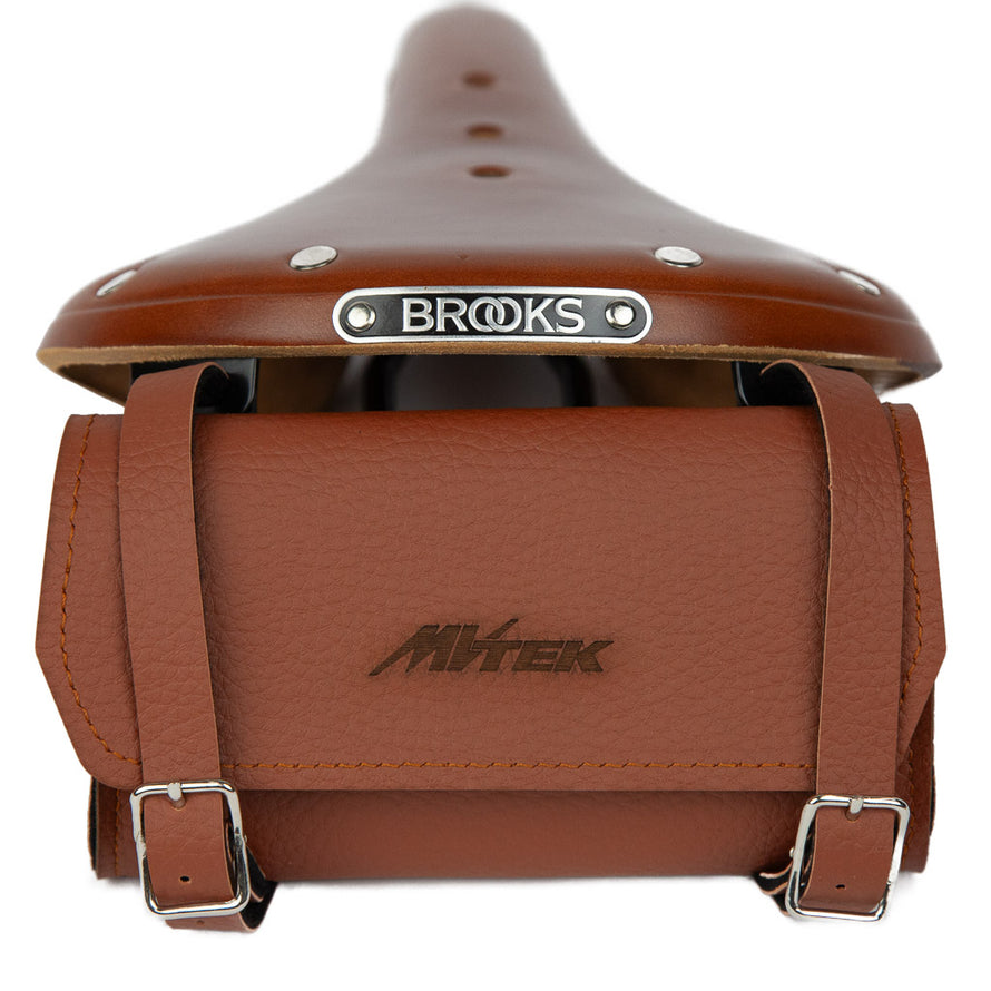 Borsa marrone stile vintage imitazione pelle su sella bici