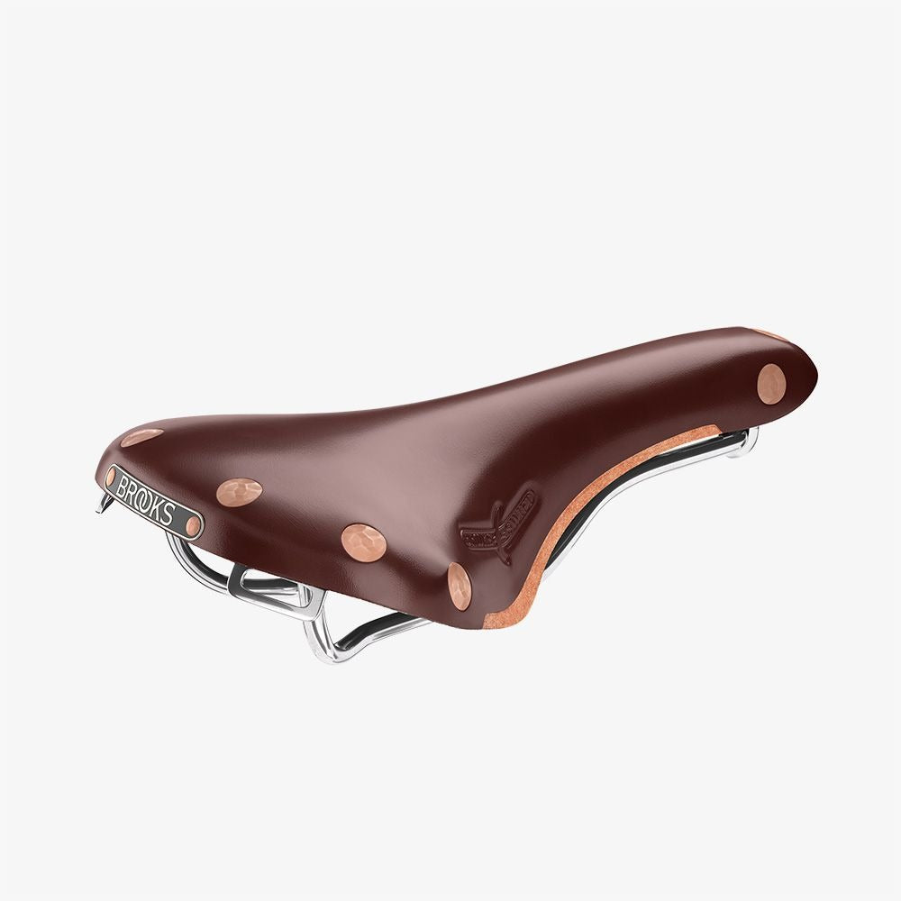 Brooks Swift B360HA07202 – Selle Homme En Cuir, Rivets Cuivre Martelés à La Main, Cadre Chromé – Pour Vélo De Route Sportif