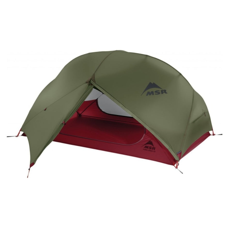Tente MSR de bikepacking 2 personnes Hubba Hubba NX avec porte ouverte