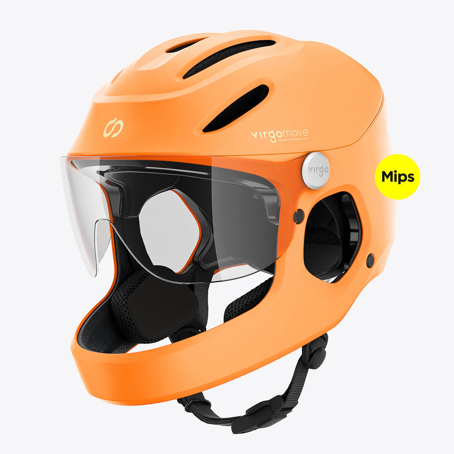 casque velo electrique virgo integral mips orange profil avec visiere