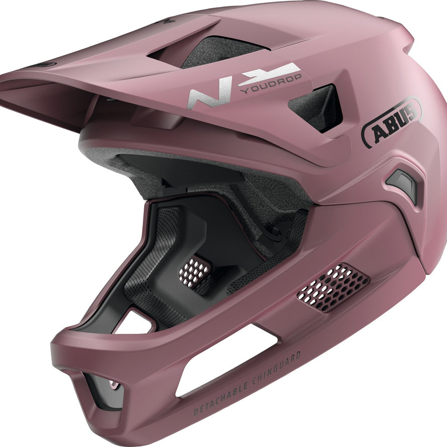 Casque integral VTT enfant Youdrop FF Abus rose mat avec protection integrale et confort optimal
