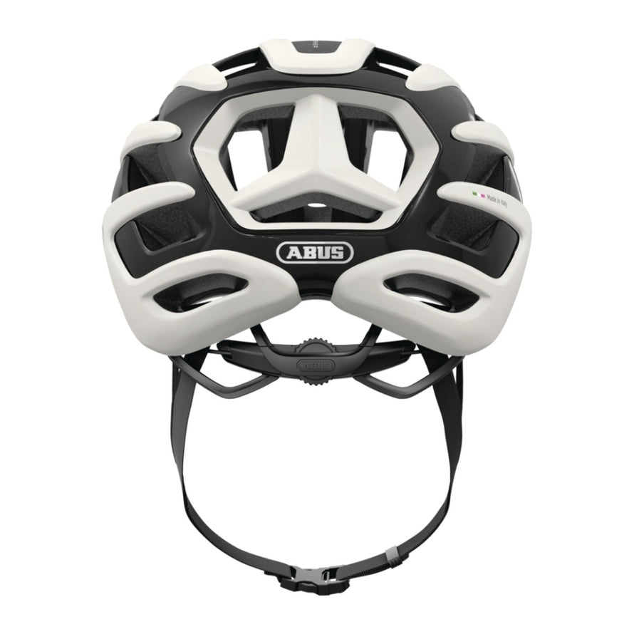 Casque velo route ABUS AirBreaker 2.0 noir blanc, leger et aero avec ventilation avancee pour cyclistes exigeants