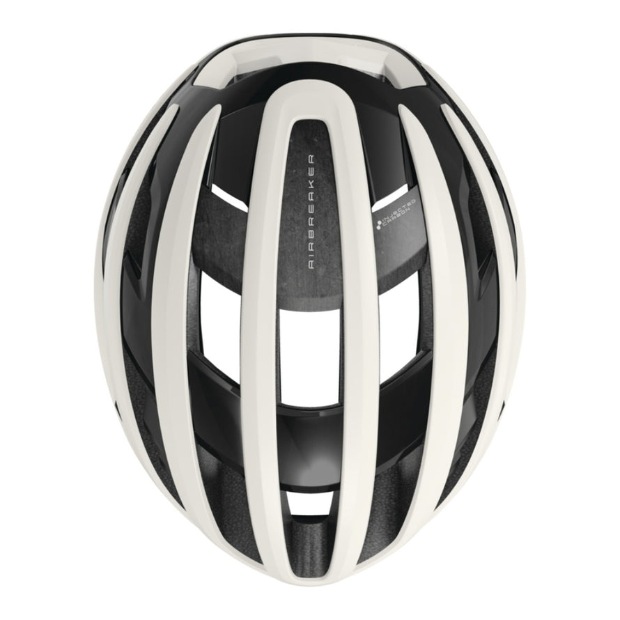 Casque velo route ABUS AirBreaker 2.0 blanc noir, ultra leger et aerodynamique pour cyclistes exigeants