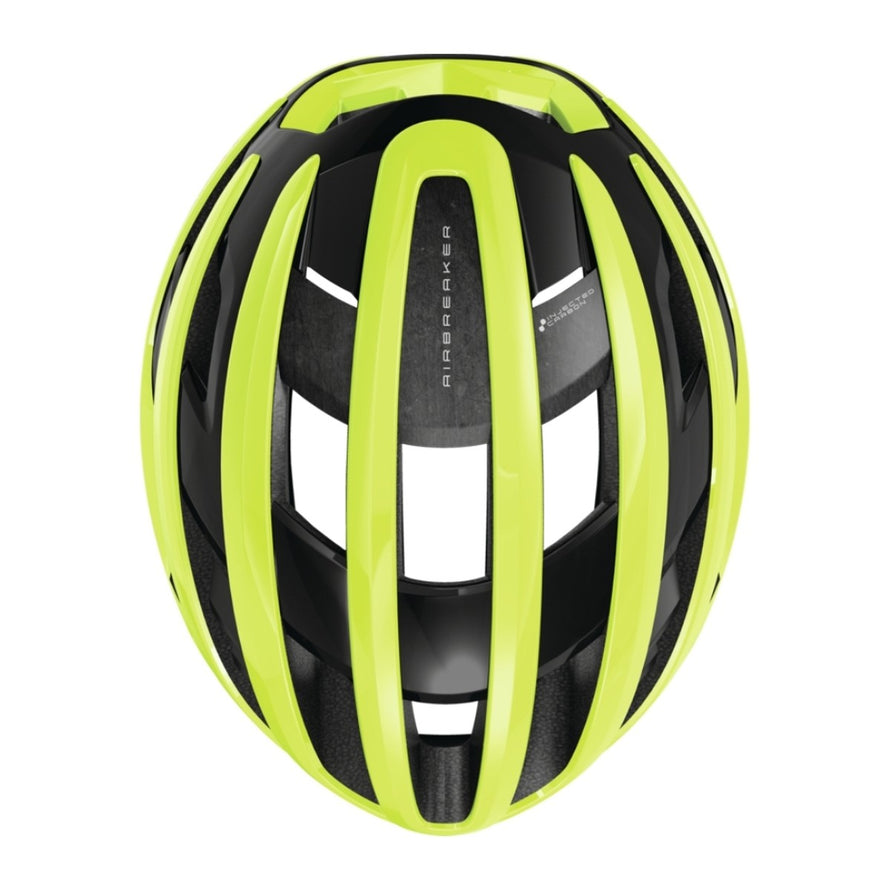 Casque velo route ABUS AirBreaker 2.0 jaune, ultra leger et aerodynamique avec ventilation optimise pour cyclistes