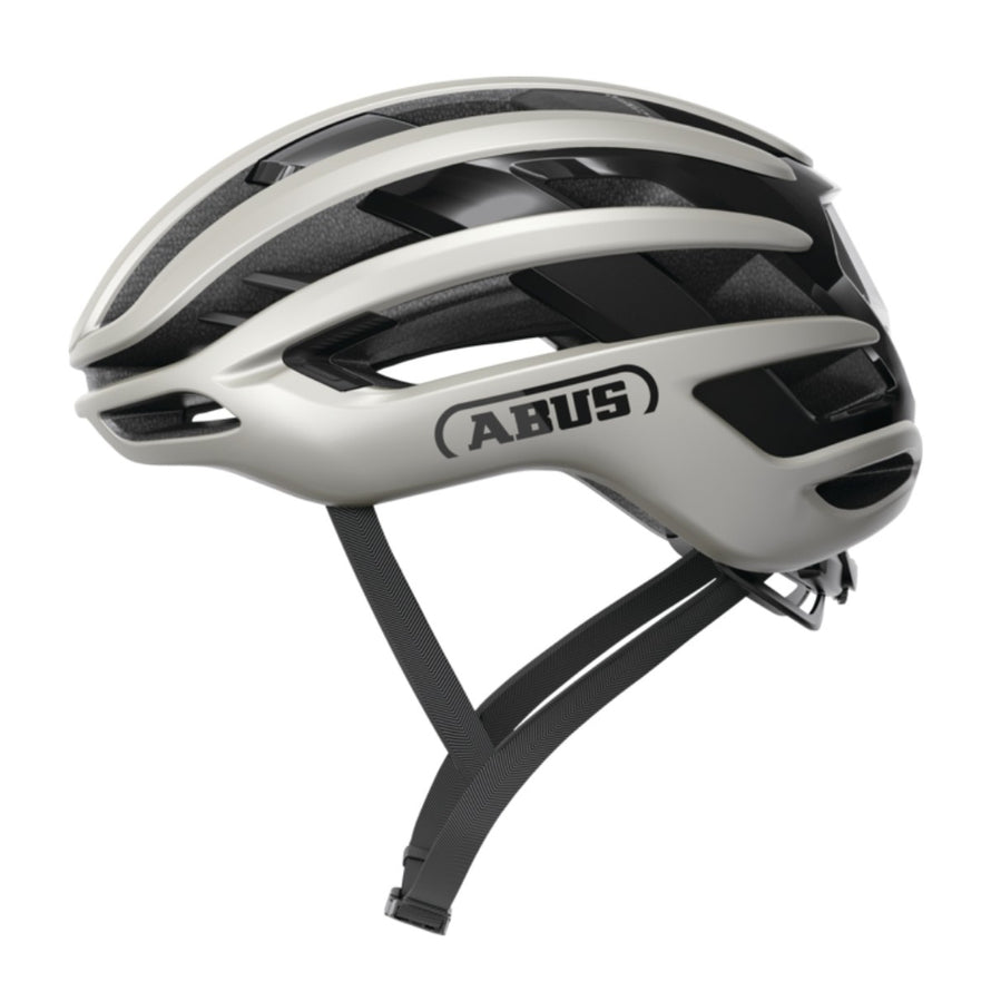 Casque velo ABUS AirBreaker 2.0 blanc, ultra leger et aerodynamique pour performance et confort sur route
