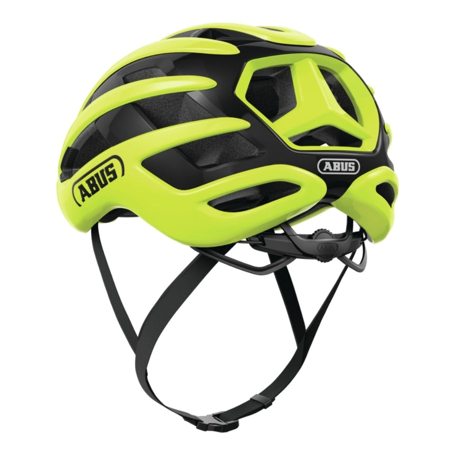 Casque velo route ABUS AirBreaker 2.0 jaune fluo, leger et aero avec ventilation efficace pour cyclistes