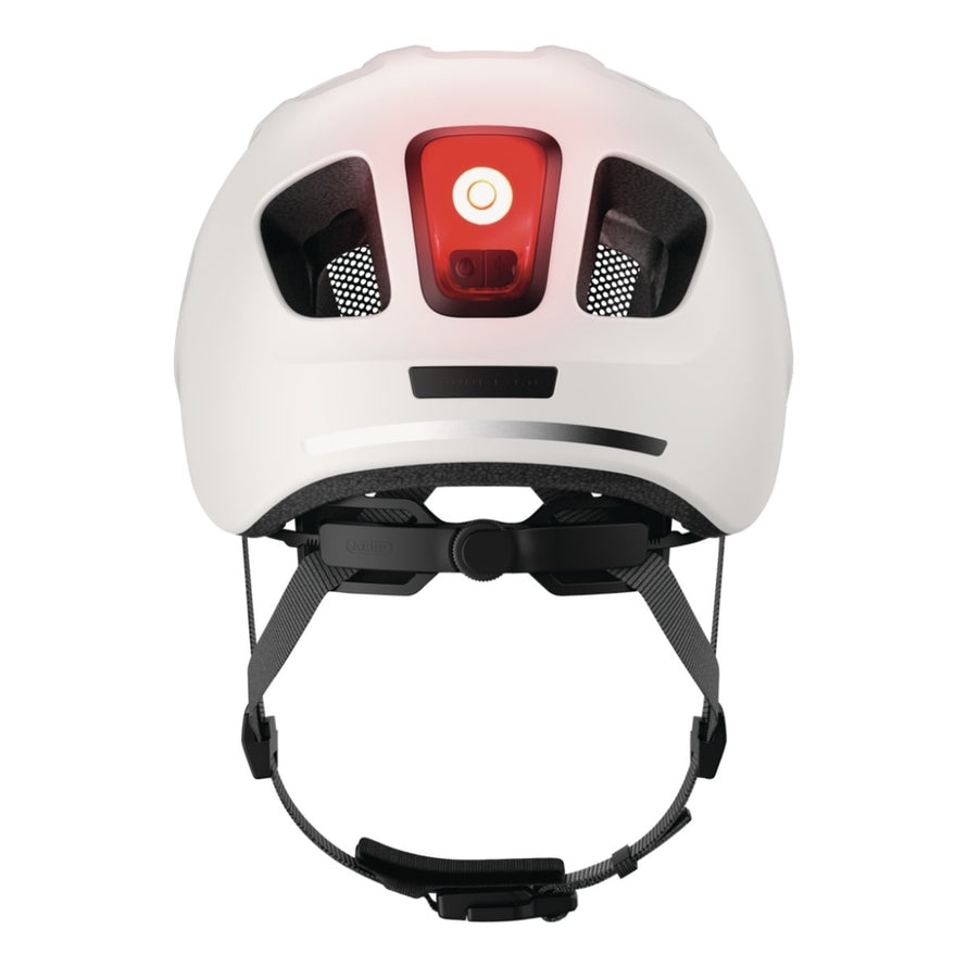 Casque velo urbain Abus Youn-I 3.0 ACE blanc avec feu arriere LED pour securite et confort en ville - vue 2
