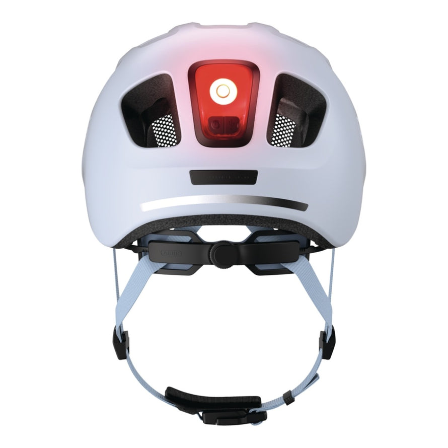 Casque velo urbain Abus Youn-I 3.0 ACE avec feu arriere LED bleu pour securite et confort en ville