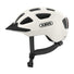 Casque velo urbain Abus Youn-I 3.0 ACE blanc avec visiere et feu LED arriere pour securite et confort