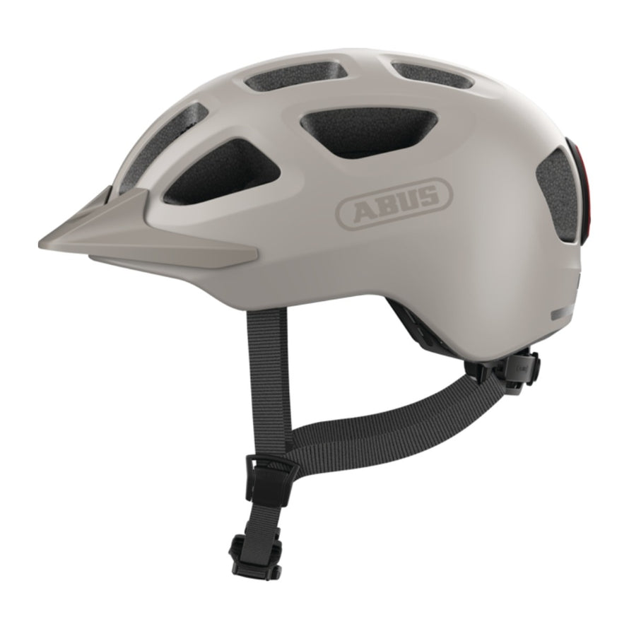 Casque velo urbain Abus Youn-I 3.0 ACE avec visiere et feu LED arriere, securite et confort pour cyclistes