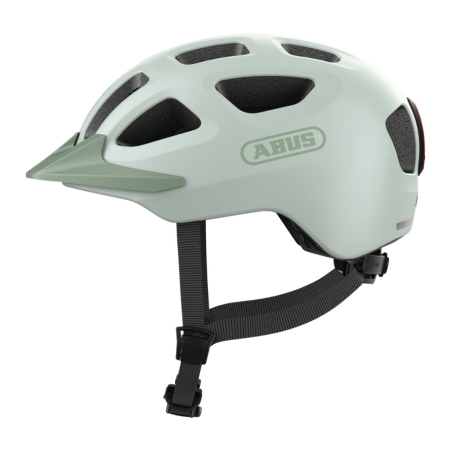 Casque velo urbain Abus Youn-I 3.0 ACE avec visiere et feu LED arriere pour confort et protection optimale