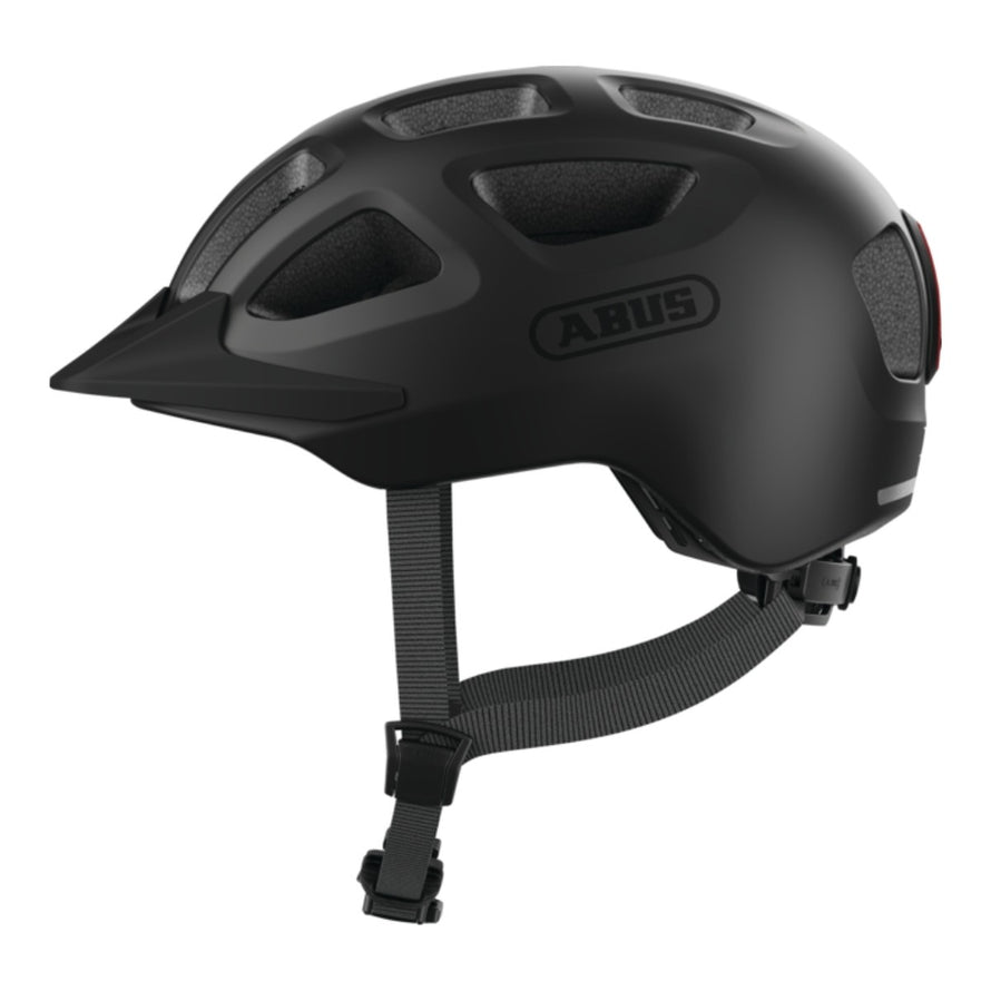 Casque velo urbain Abus Youn-I 3.0 ACE avec feu arriere LED et visiere pour protection et securite en ville