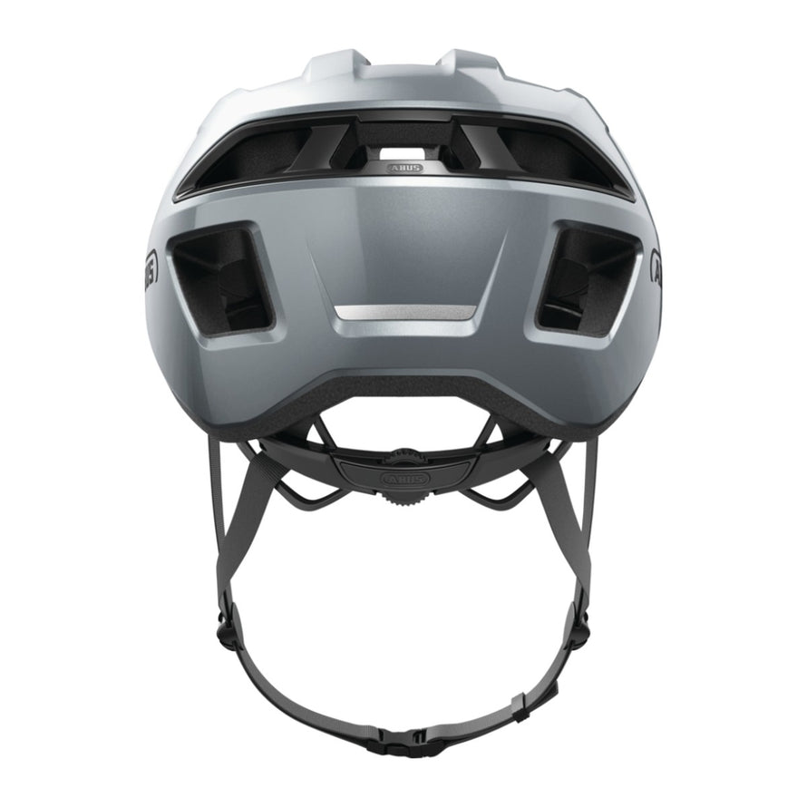 Casque ABUS MultiPlayer gris pour velo route et gravel vue arriere avec systeme de fixation ajustable et confort