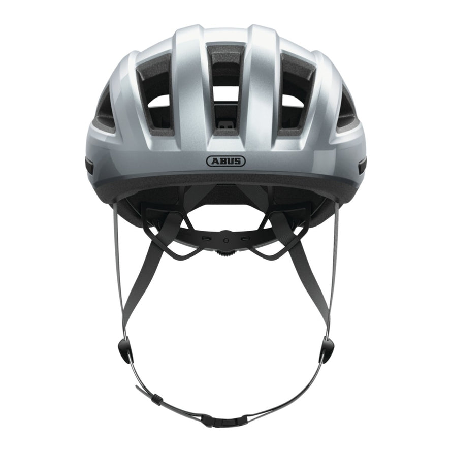 Casque ABUS MultiPlayer gris pour velo route et gravel vue de face avec systeme de maintien ajustable et design aerodynamique