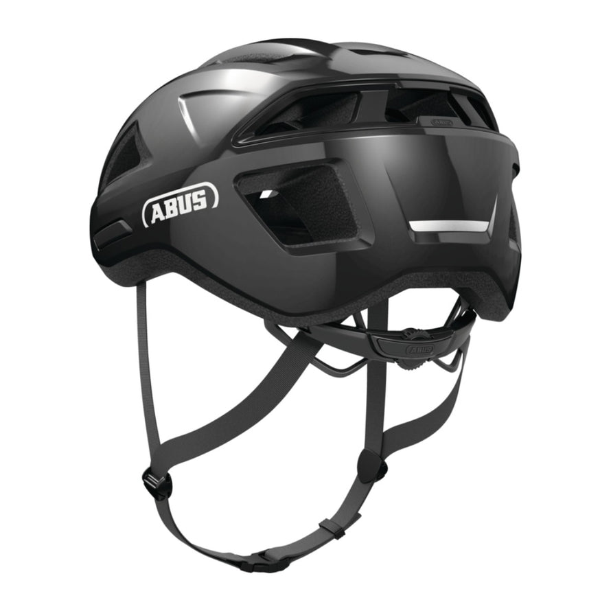 Casque ABUS MultiPlayer noir pour velo route et gravel vue arriere avec systeme de reglage securise et ventilation
