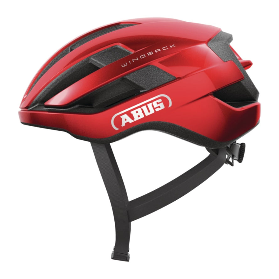 Casque Abus WingBack rouge pour velo route et gravel, leger et bien ventile pour performance et securite