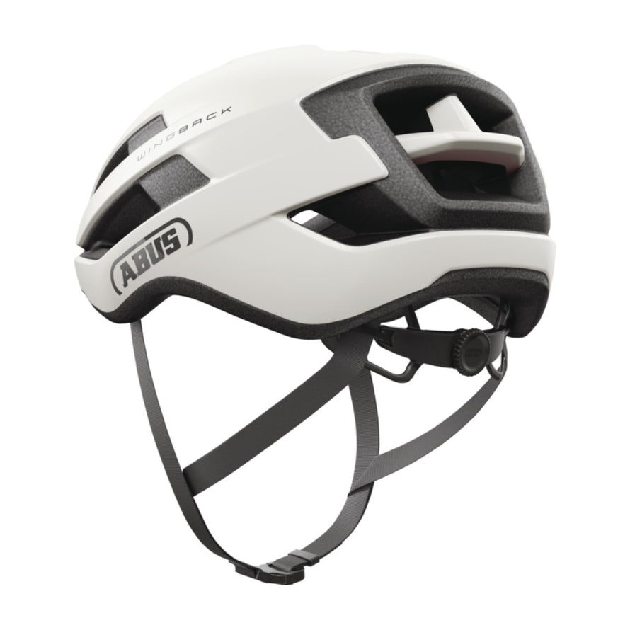 Casque velo route et gravel Abus WingBack blanc mat compact, leger et confortable avec ajustement precis