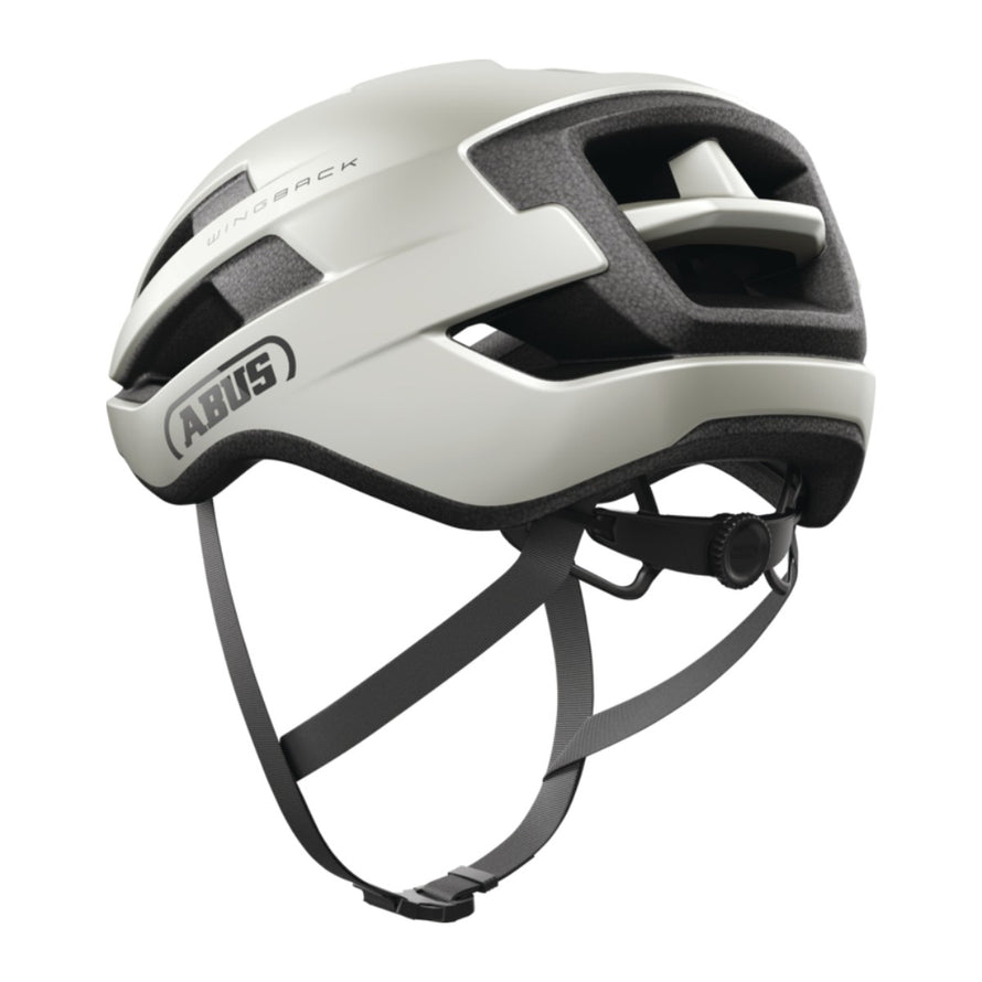 Casque velo route et gravel Abus WingBack blanc mat compact avec ajustement precis et confort optimal