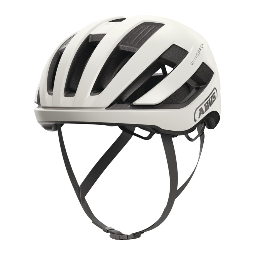 Casque velo route et gravel Abus WingBack blanc mat, leger et confortable avec ventilation efficace