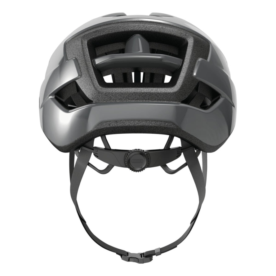 Casque Abus WingBack gris compact pour velo route et gravel avec systeme de ventilation efficace et ajustement precis